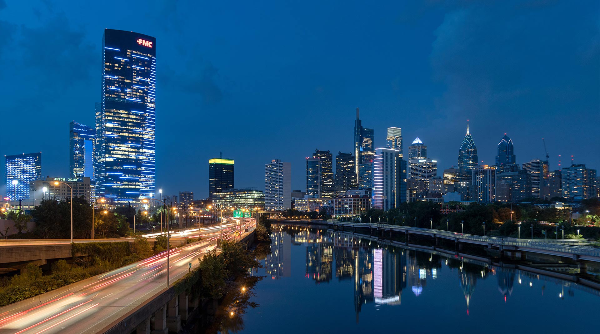 Skyline of Philadelphia at night